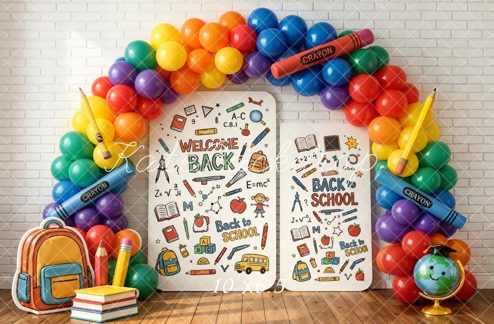 Kate Back to School Rainbow Balloons Classroom Supplies Backdrop Designed by Chain Photography - Image 4