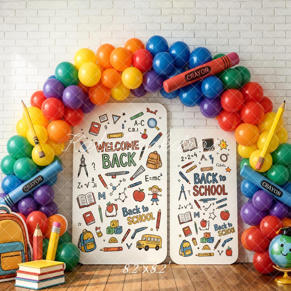 Kate Back to School Rainbow Balloons Classroom Supplies Backdrop Designed by Chain Photography - Image 5
