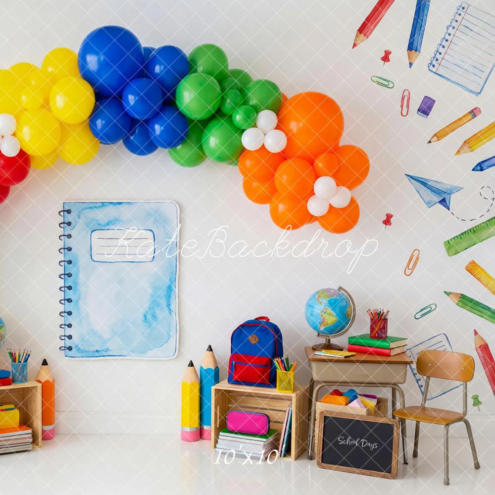 Kate Back To School Rainbow Balloons Desk Backdrop Designed by Patty Robert - Image 9