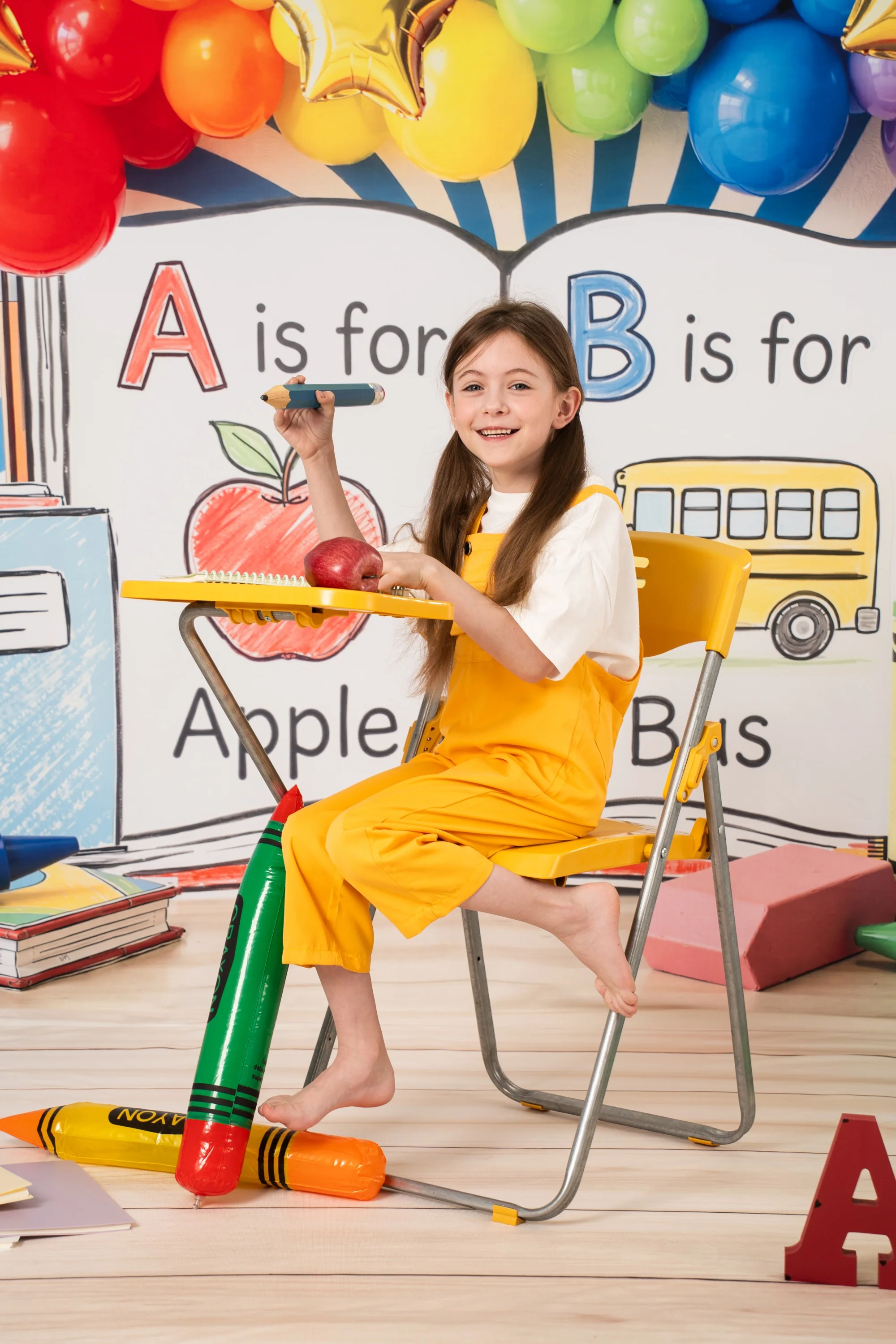 Kate Back to School Alphabet Balloons Crayons Backdrop Designed by Chain Photography - Image 3