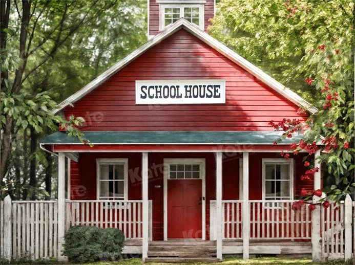 Kate Back to School Red House Backdrop for Photography - Image 5