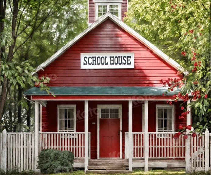 Kate Back to School Red House Backdrop for Photography - Image 6