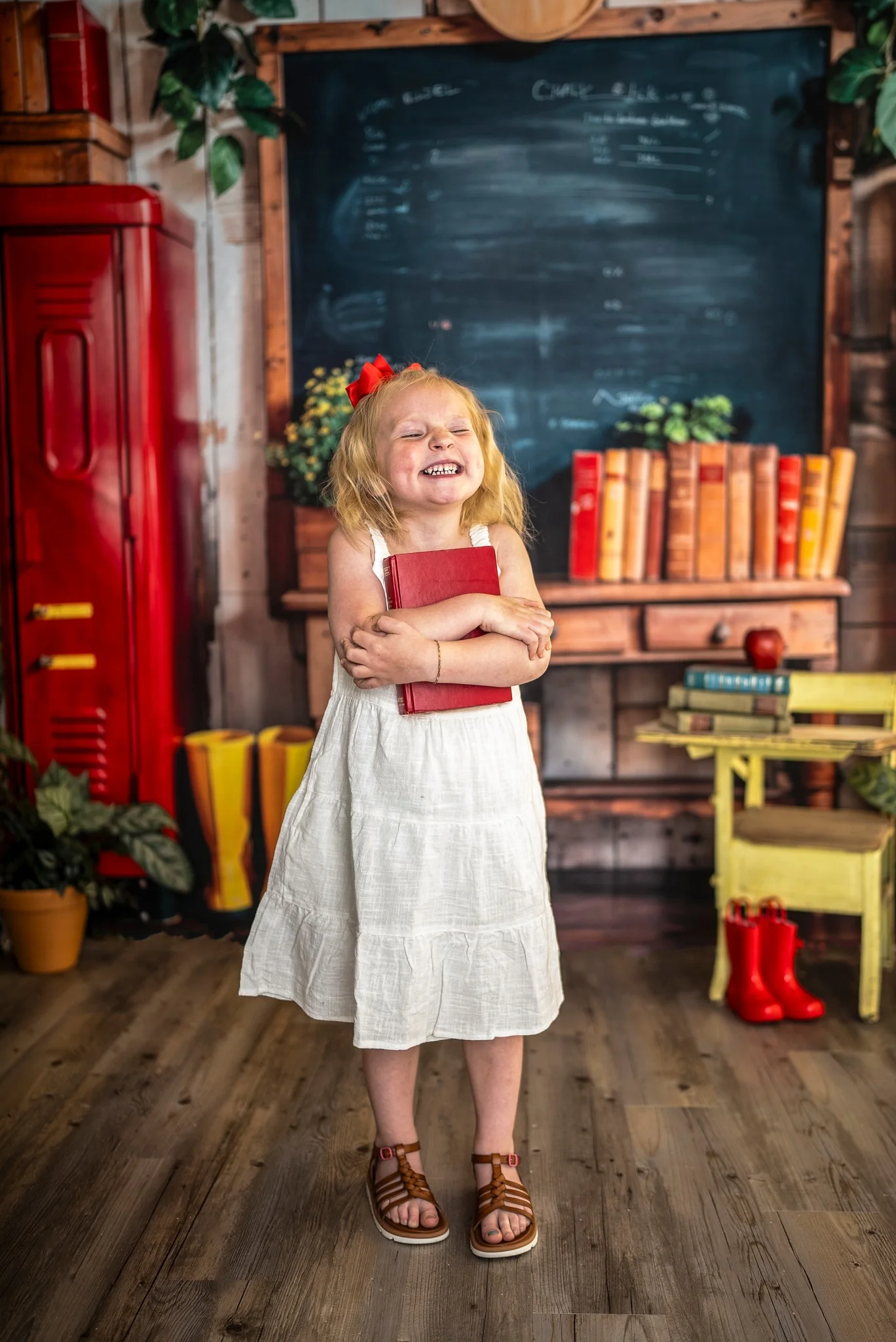 Kate Back to School Red Locker Blackboard Backdrop Designed by Emetselch - Image 11