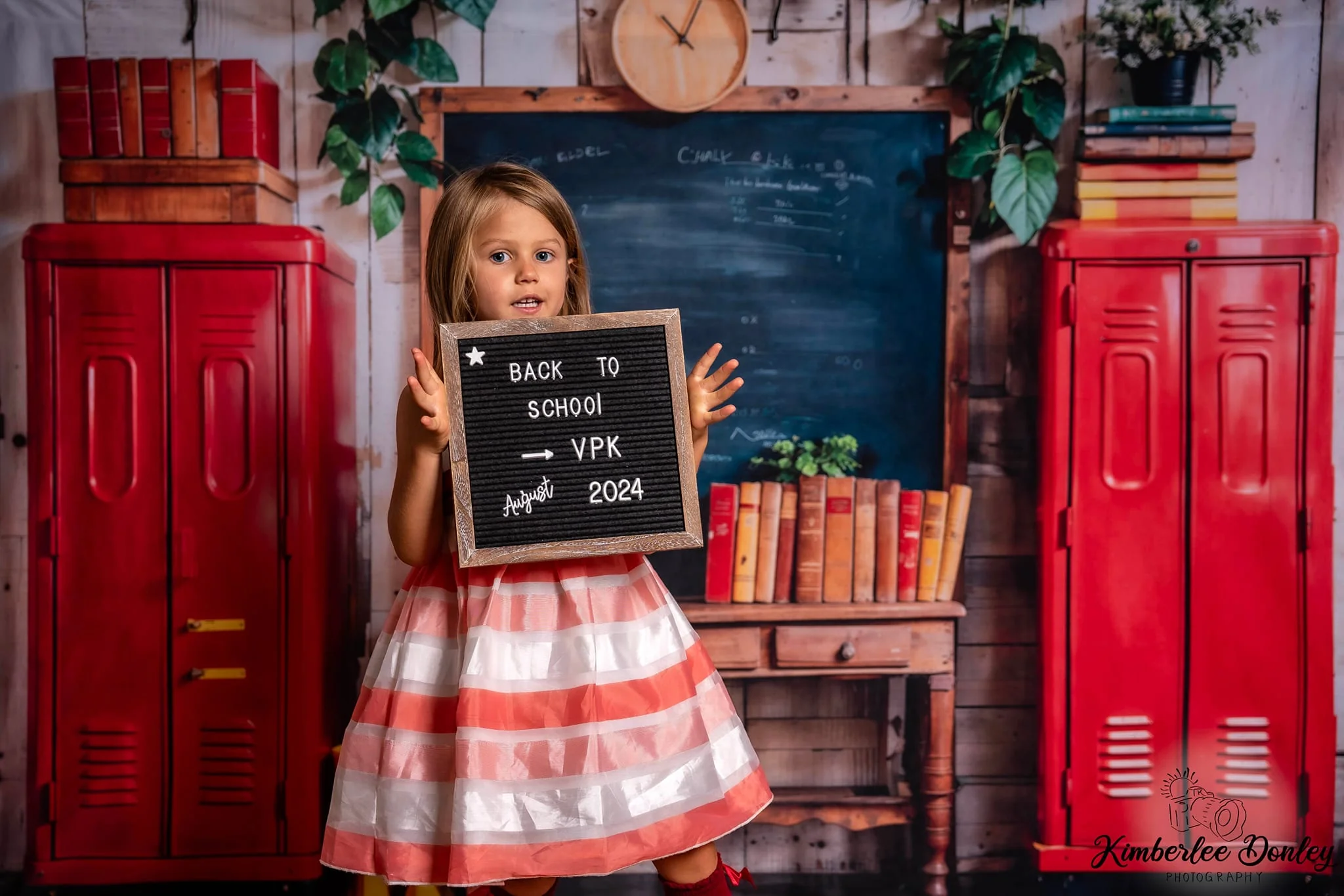 Kate Back to School Red Locker Blackboard Backdrop Designed by Emetselch - Image 16
