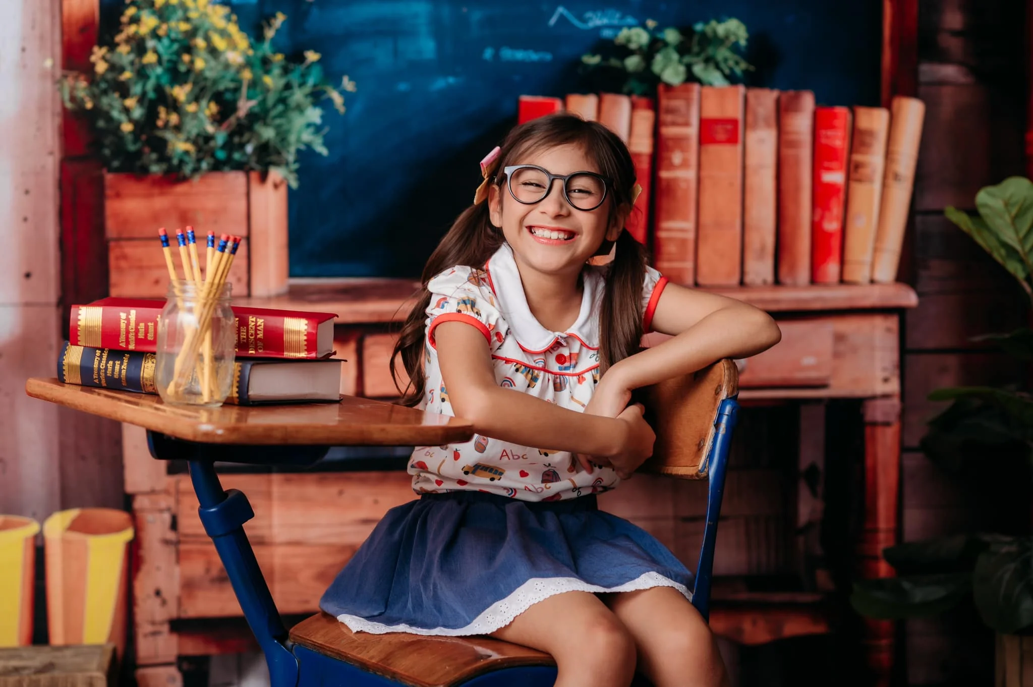 Kate Back to School Red Locker Blackboard Backdrop Designed by Emetselch - Image 5