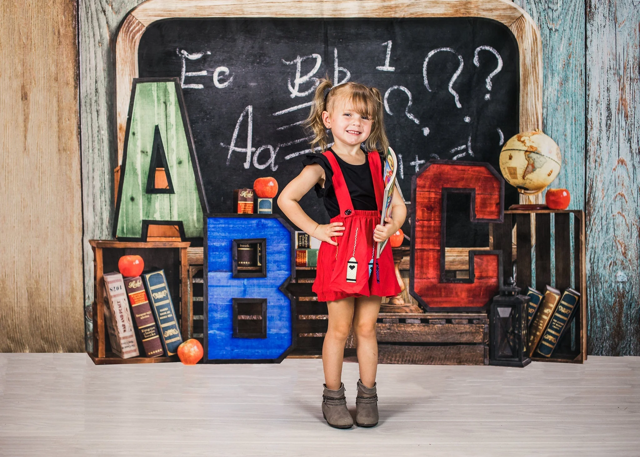 Kate Back to School Summer Blackboard Colorful ABC Fleece Backdrop - Image 15