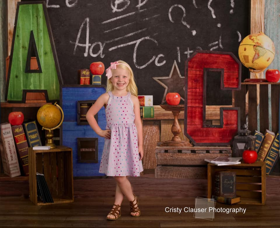 Kate Back to School Summer Blackboard Colorful ABC Fleece Backdrop - Image 18