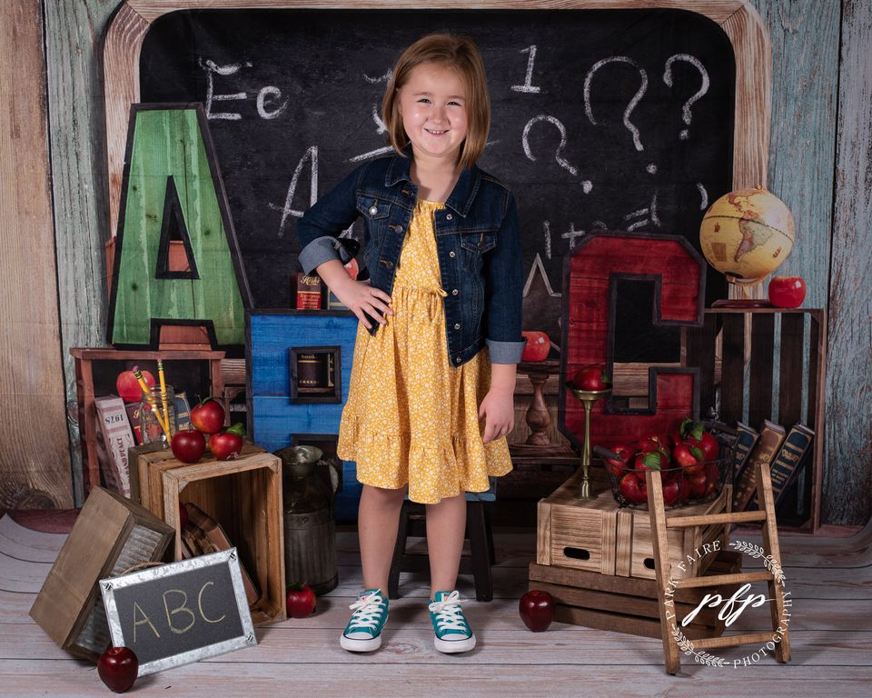 Kate Back to School Summer Blackboard Colorful ABC Fleece Backdrop - Image 21