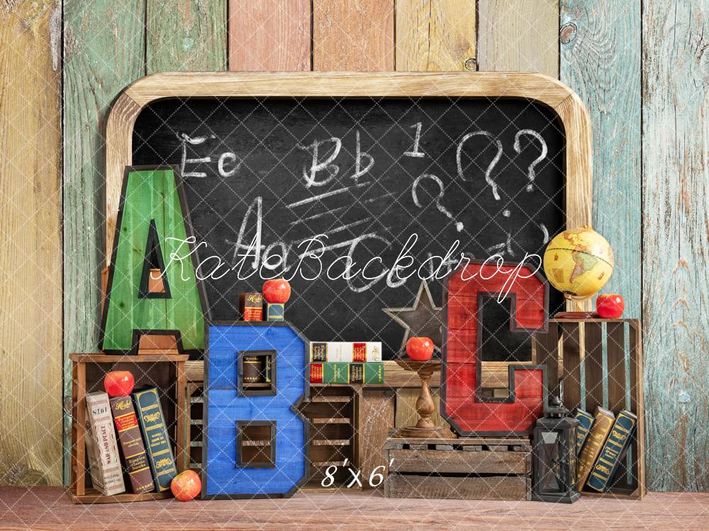 Kate Back to School Summer Blackboard Colorful ABC Fleece Backdrop - Image 25