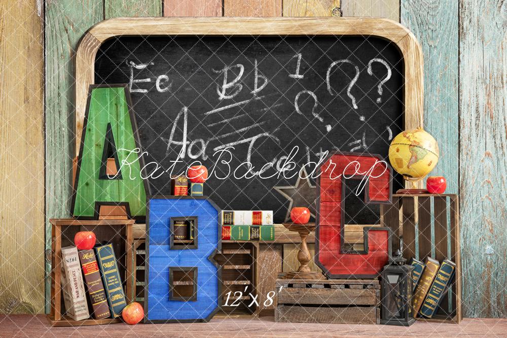 Kate Back to School Summer Blackboard Colorful ABC Fleece Backdrop - Image 26