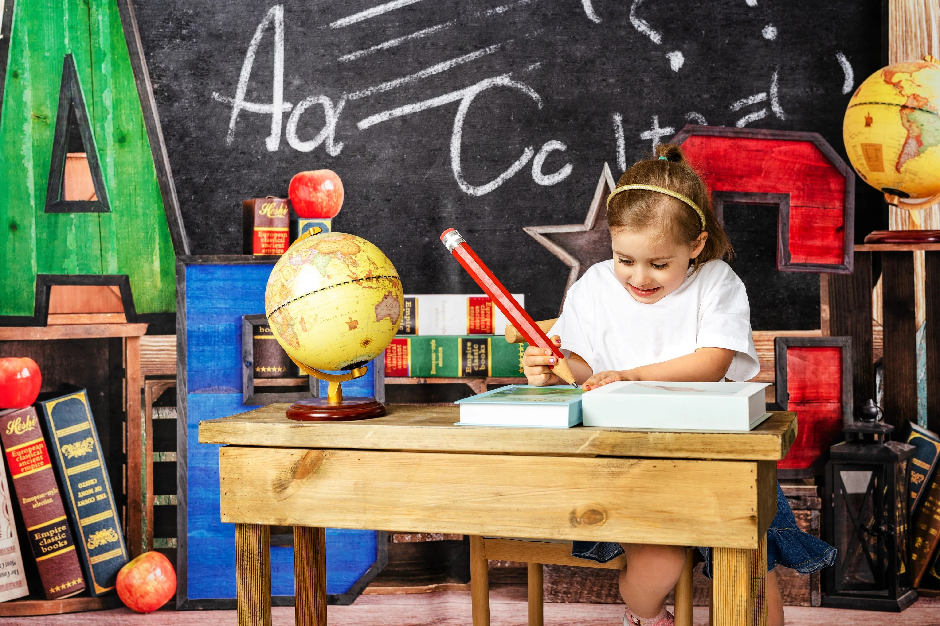 Kate Back to School Summer Blackboard Colorful ABC Fleece Backdrop - Image 3