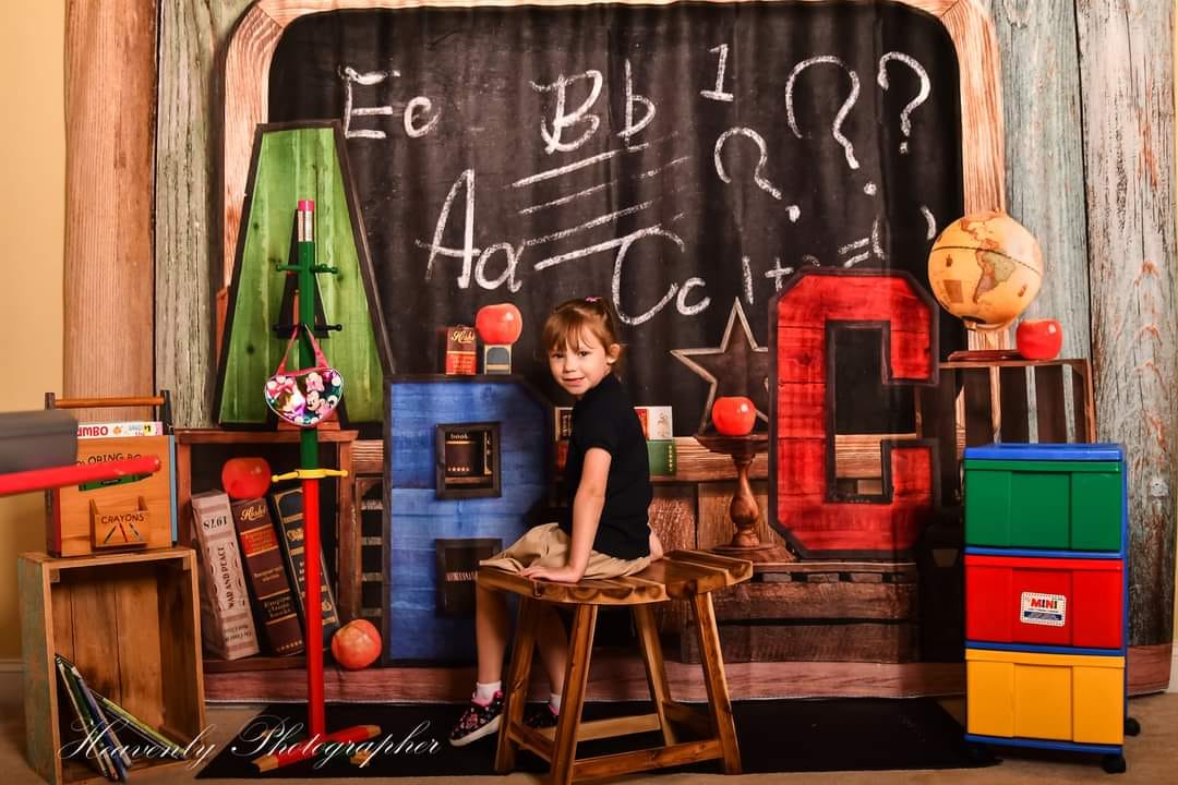 Kate Back to School Summer Blackboard Colorful ABC Fleece Backdrop - Image 6