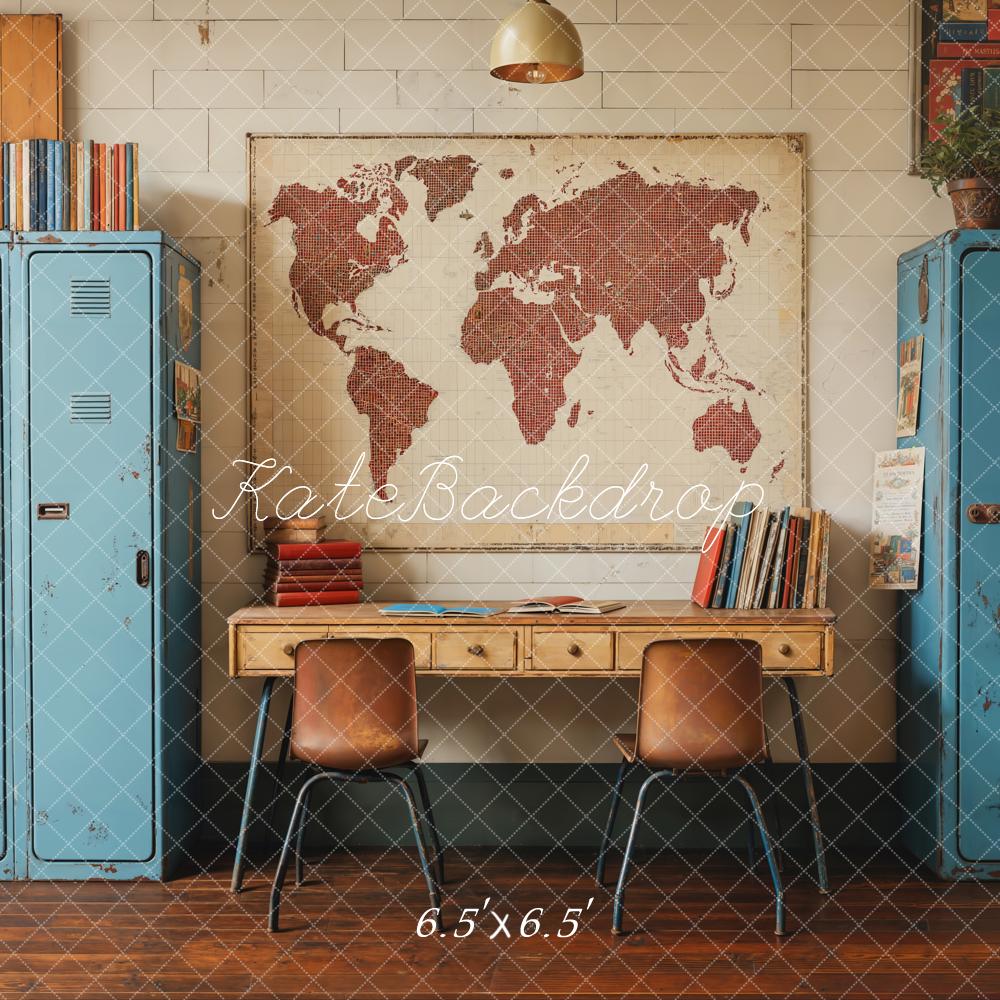 Kate Back To School Vintage Blue Locker Map Backdrop Designed by Emetselch - Image 6