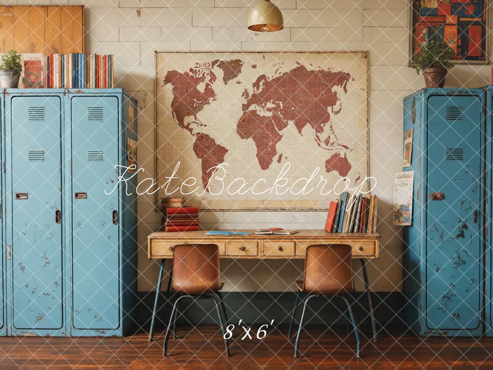 Kate Back To School Vintage Blue Locker Map Backdrop Designed by Emetselch - Image 7