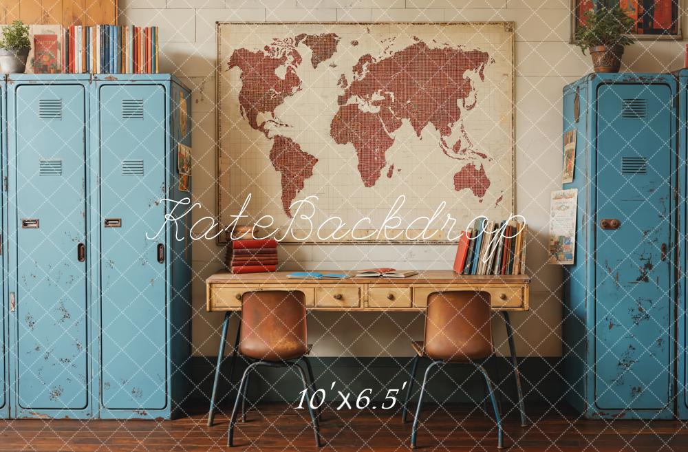 Kate Back To School Vintage Blue Locker Map Backdrop Designed by Emetselch - Image 8