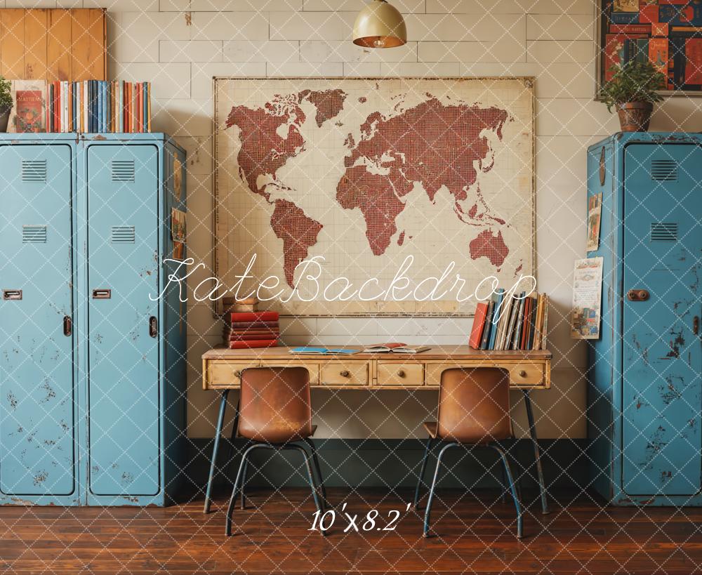 Kate Back To School Vintage Blue Locker Map Backdrop Designed by Emetselch - Image 9