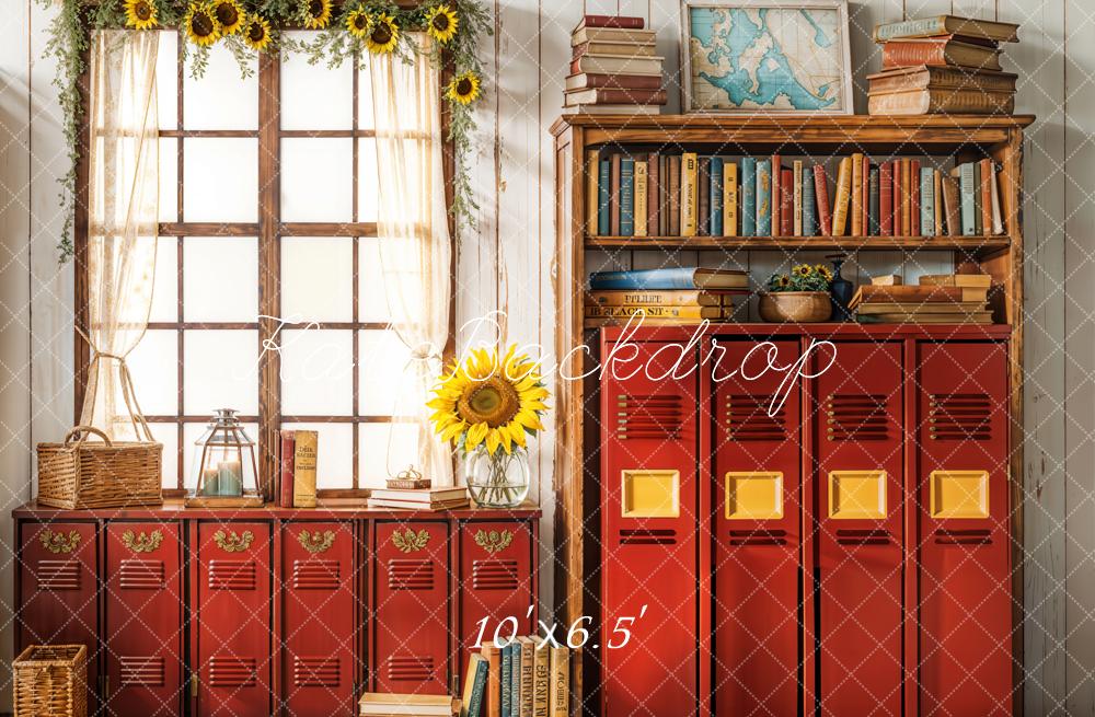 Kate Back To School Vintage Red Lockers Backdrop Designed by Emetselch - Image 4