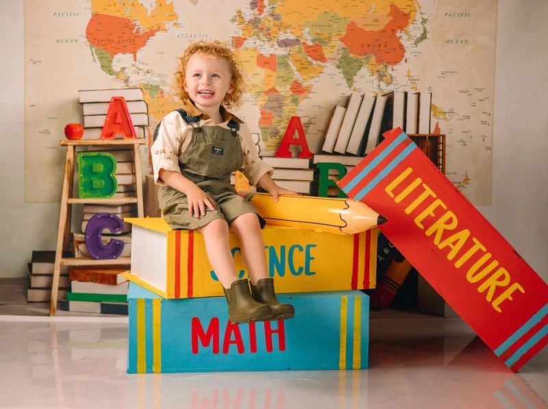 Kate Back to School World Map Backdrop Designed by Emetselch