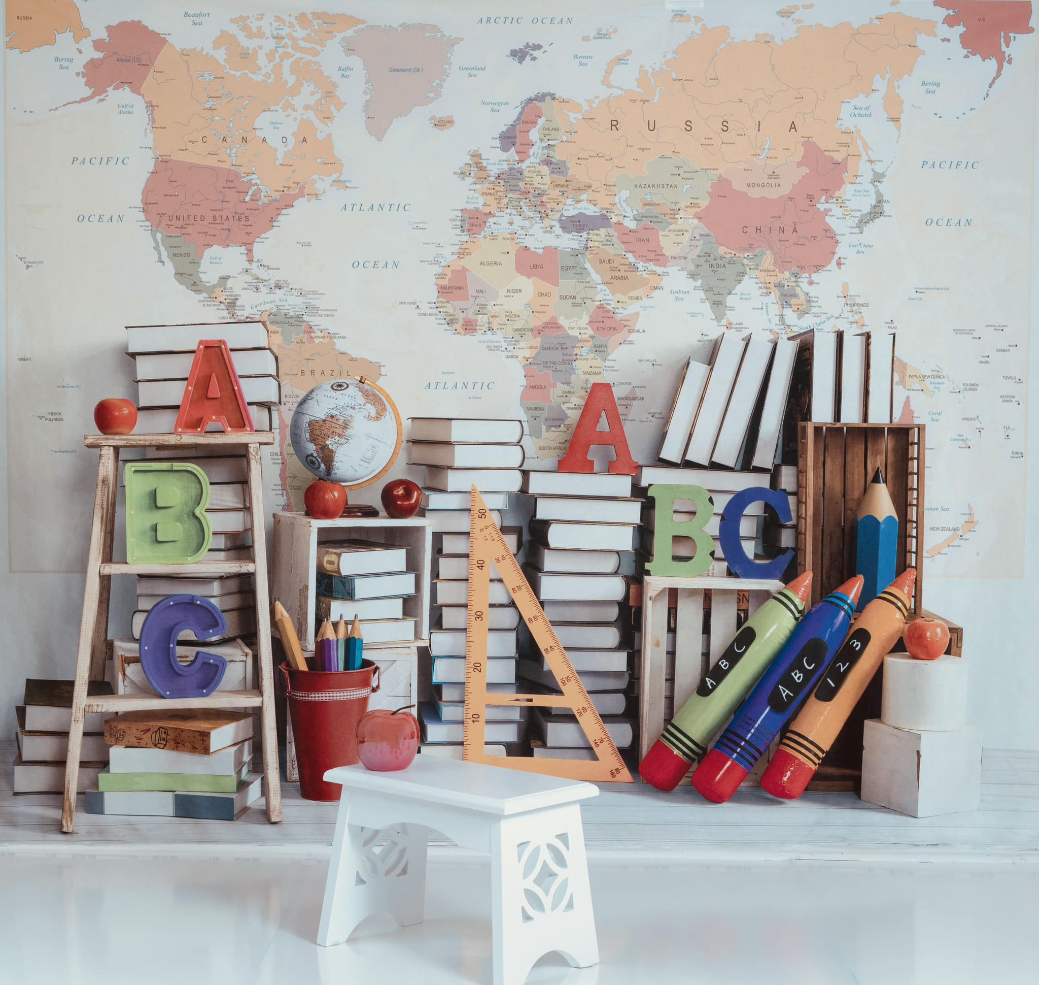 Kate Back to School World Map Backdrop Designed by Emetselch - Image 5
