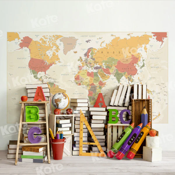 Kate Back to School World Map Backdrop Designed by Emetselch - Image 6