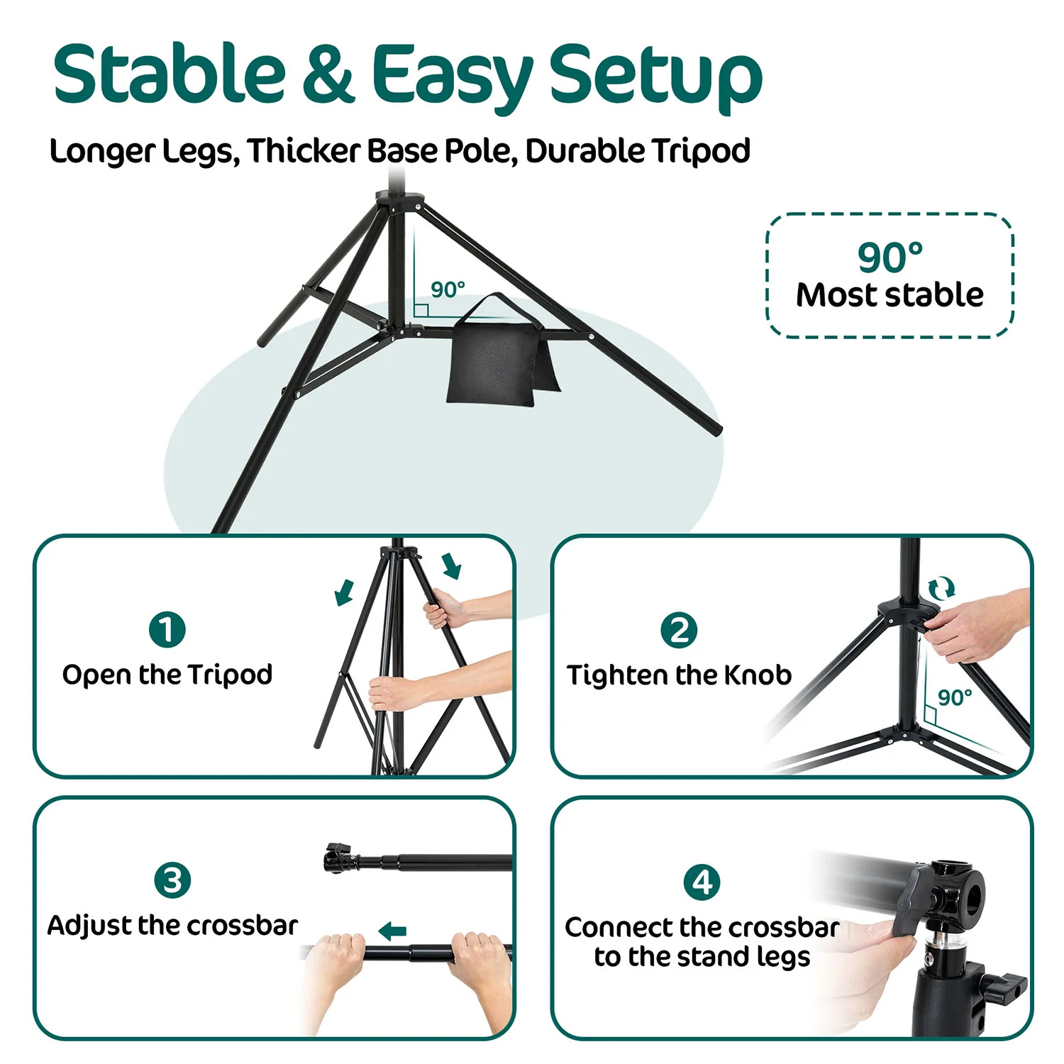 Kate Light-duty 6.5x10ft-10x8.5ft Black Aluminum Backdrop Stand (3cm Thick) - Image 4