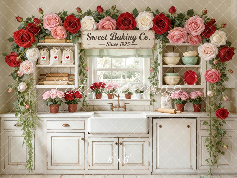 Kate Baking Kitchen Rose Garland Vintage Backdrop Designed by Emstselch - Image 3