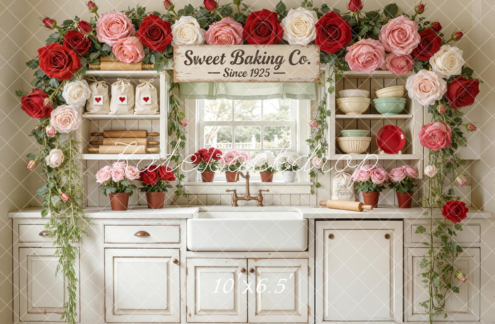 Kate Baking Kitchen Rose Garland Vintage Backdrop Designed by Emstselch - Image 4