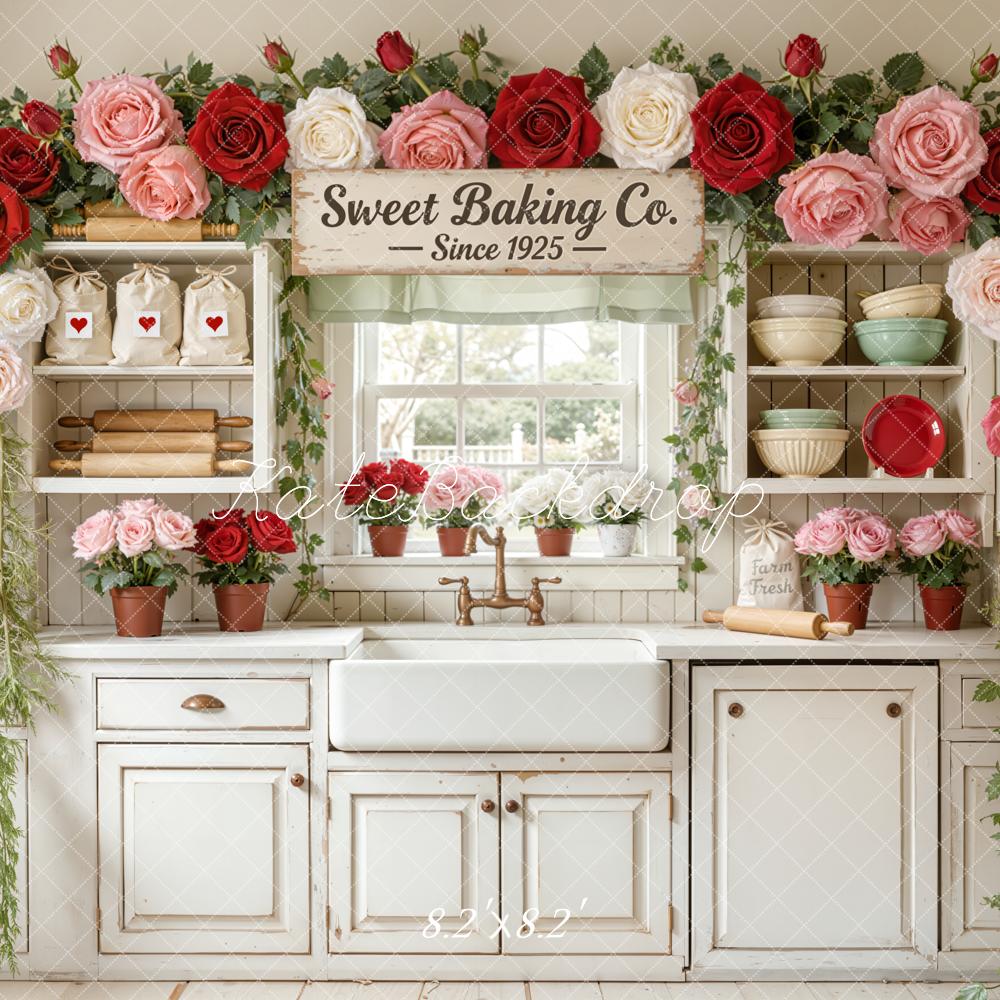 Kate Baking Kitchen Rose Garland Vintage Backdrop Designed by Emstselch - Image 5