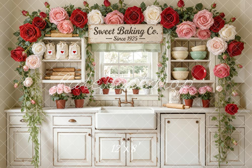 Kate Baking Kitchen Rose Garland Vintage Backdrop Designed by Emstselch - Image 8