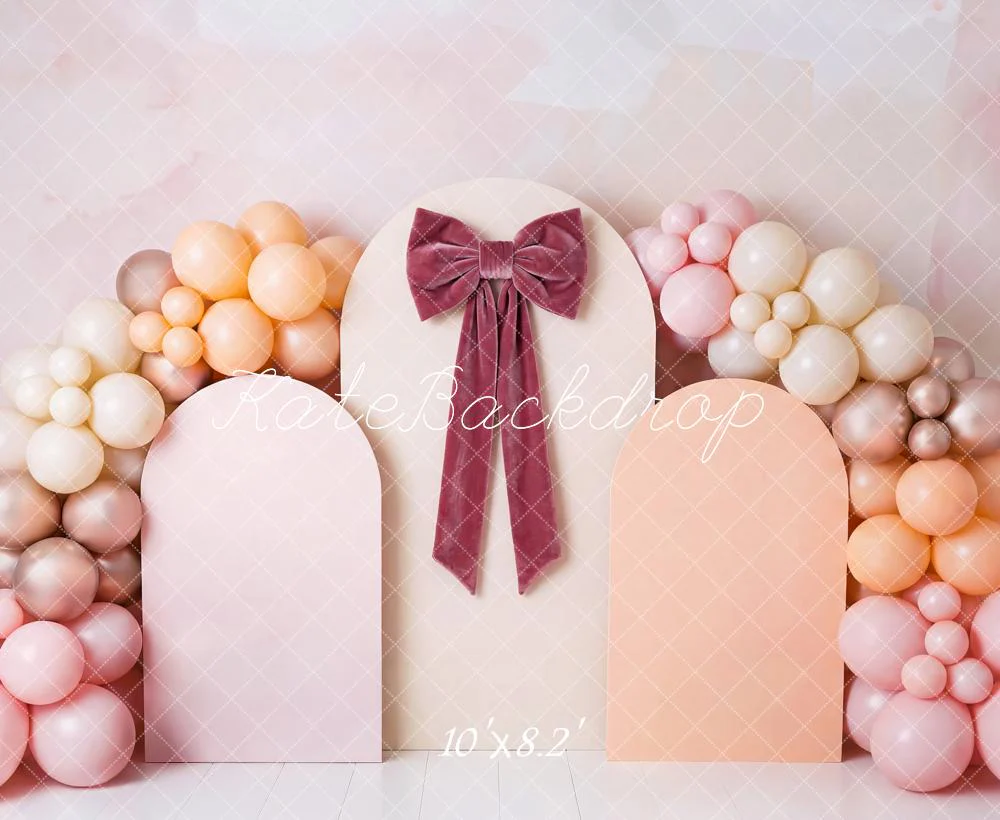 Kate Balloon Arch Pink Bow Pastel Fleece Backdrop Designed by Patty Robert - Image 3