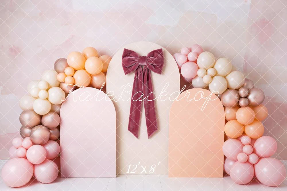 Kate Balloon Arch Pink Bow Pastel Fleece Backdrop Designed by Patty Robert - Image 4