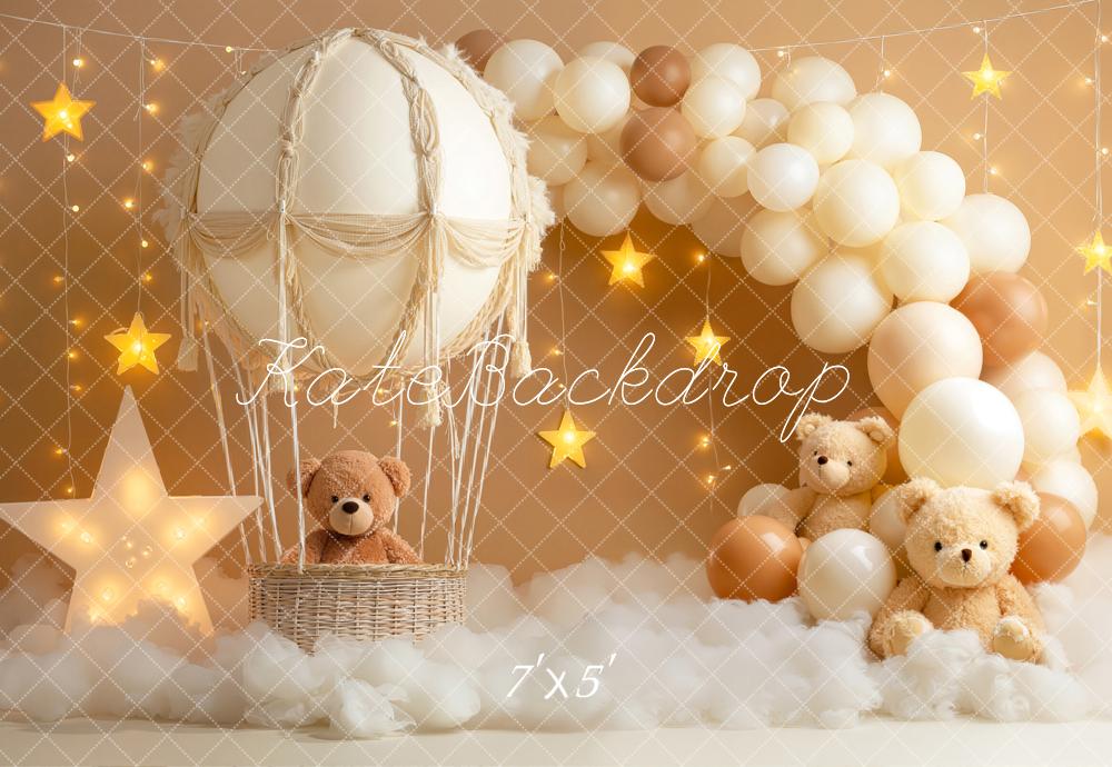 Kate Cake Smash Teddy Bears Star Lights Balloons Backdrop Designed by Emetselch - Image 2