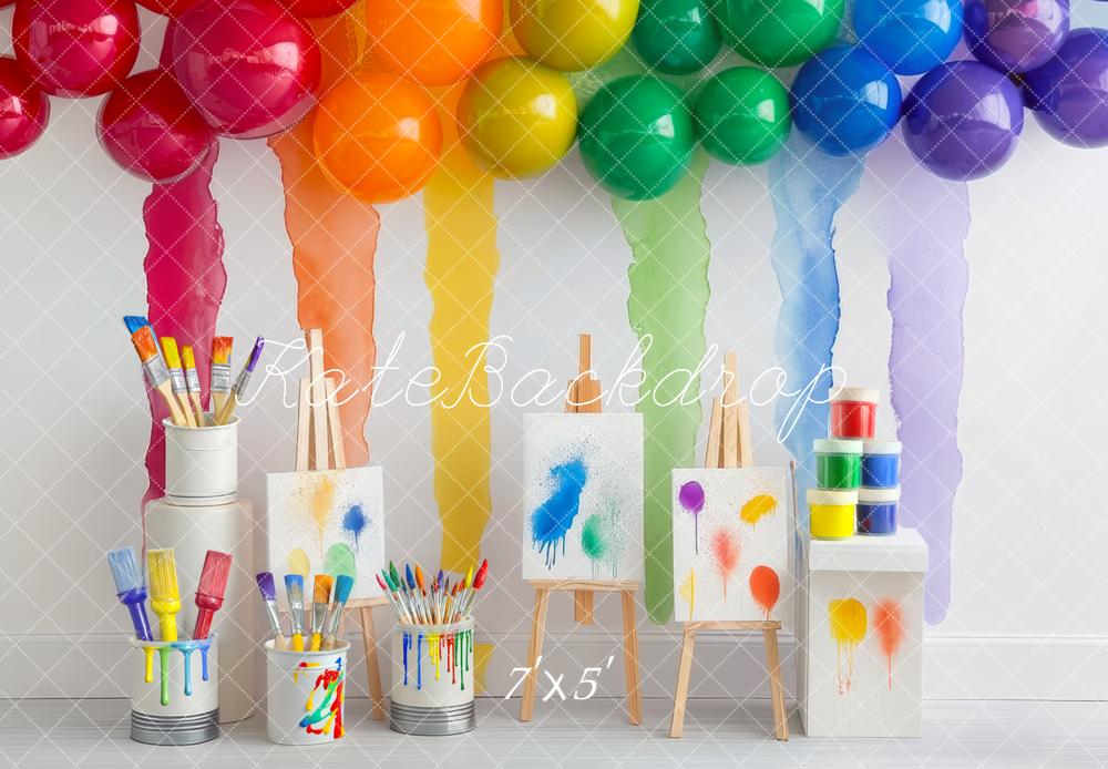 Kate Balloons Rainbow Art Paint Party Backdrop Designed by Mini MakeBelieve - Image 2