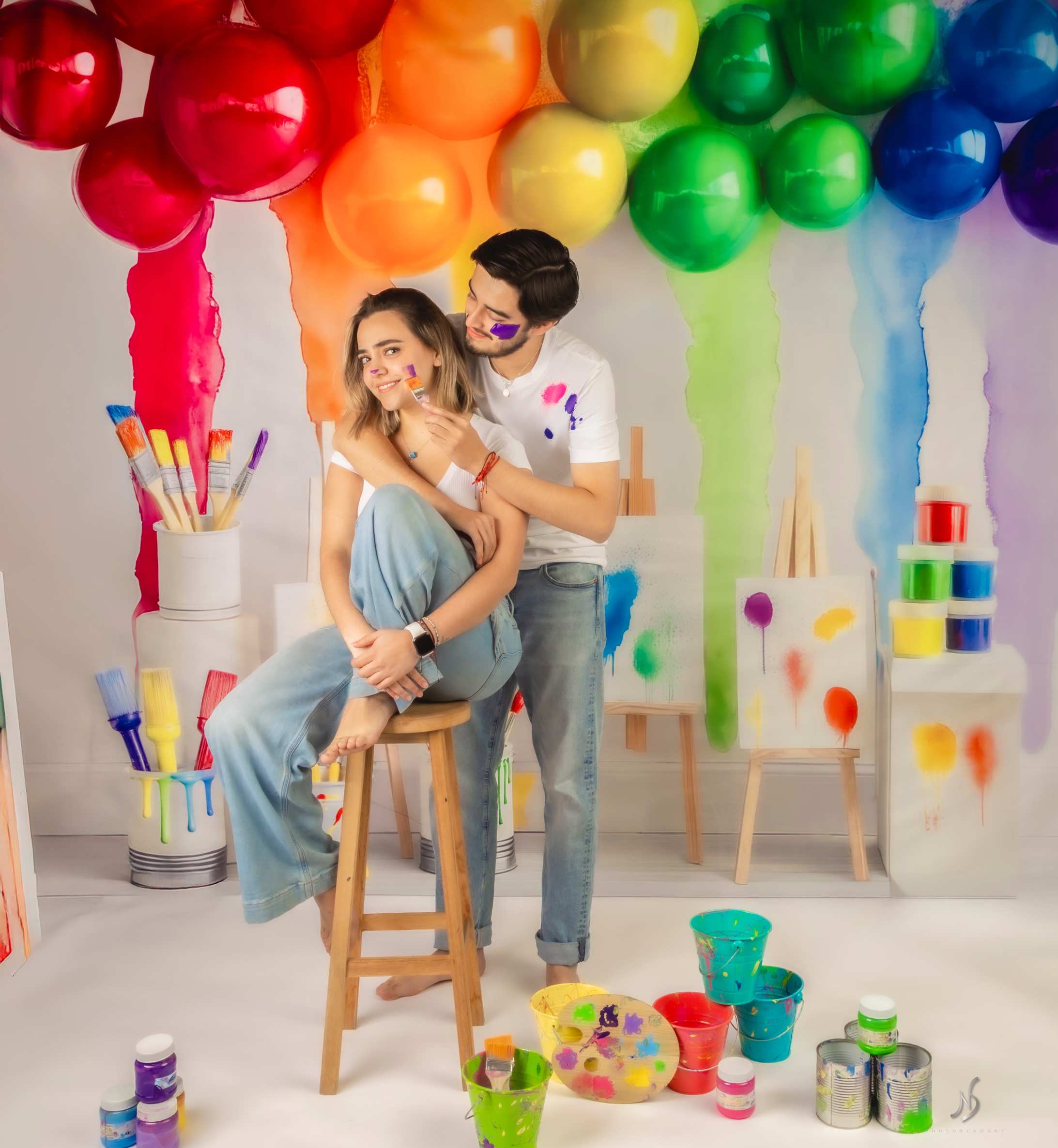 Kate Balloons Rainbow Art Paint Party Backdrop Designed by Mini MakeBelieve - Image 3