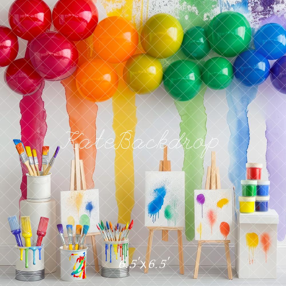 Kate Balloons Rainbow Art Paint Party Backdrop Designed by Mini MakeBelieve - Image 4