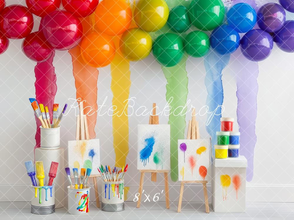 Kate Balloons Rainbow Art Paint Party Backdrop Designed by Mini MakeBelieve - Image 6