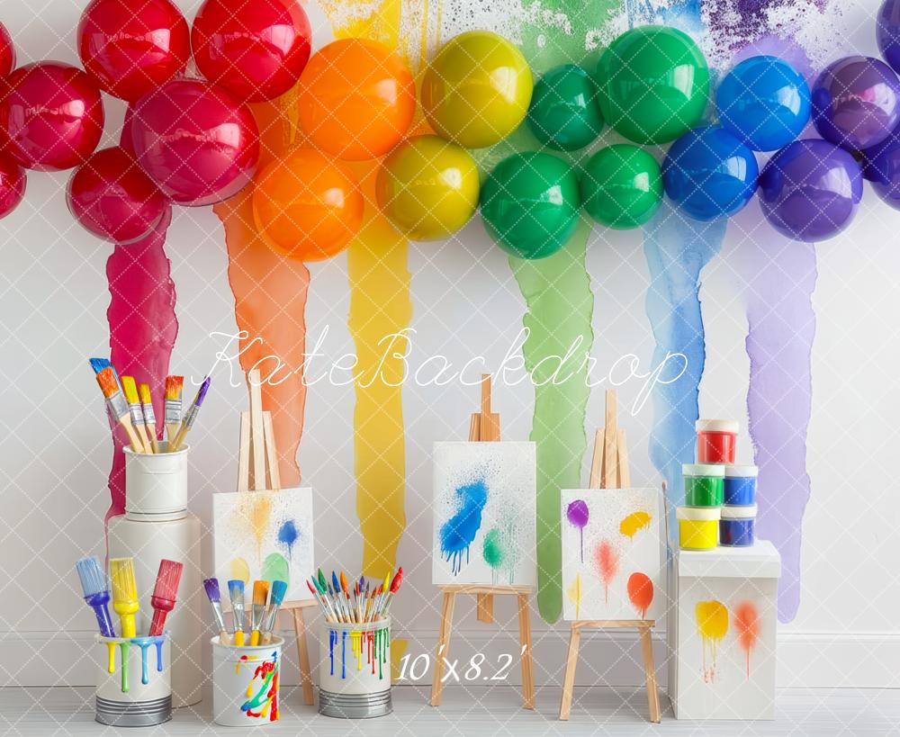 Kate Balloons Rainbow Art Paint Party Backdrop Designed by Mini MakeBelieve - Image 7