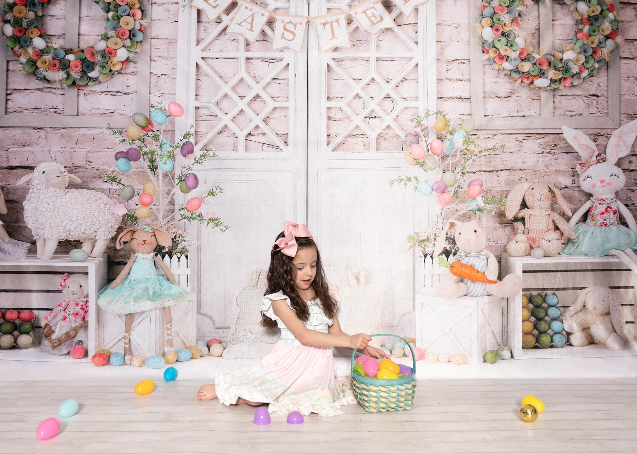 Kate Barn Door Colorful Egg Easter Backdrop for Photography - Image 10