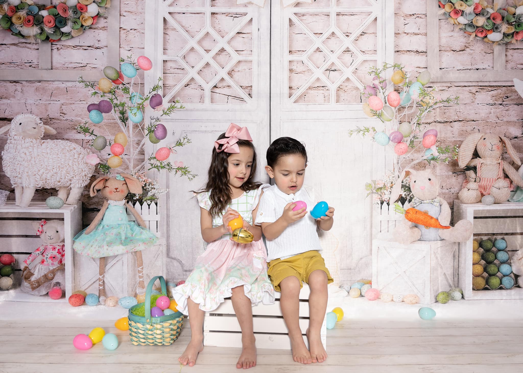 Kate Barn Door Colorful Egg Easter Backdrop for Photography - Image 11
