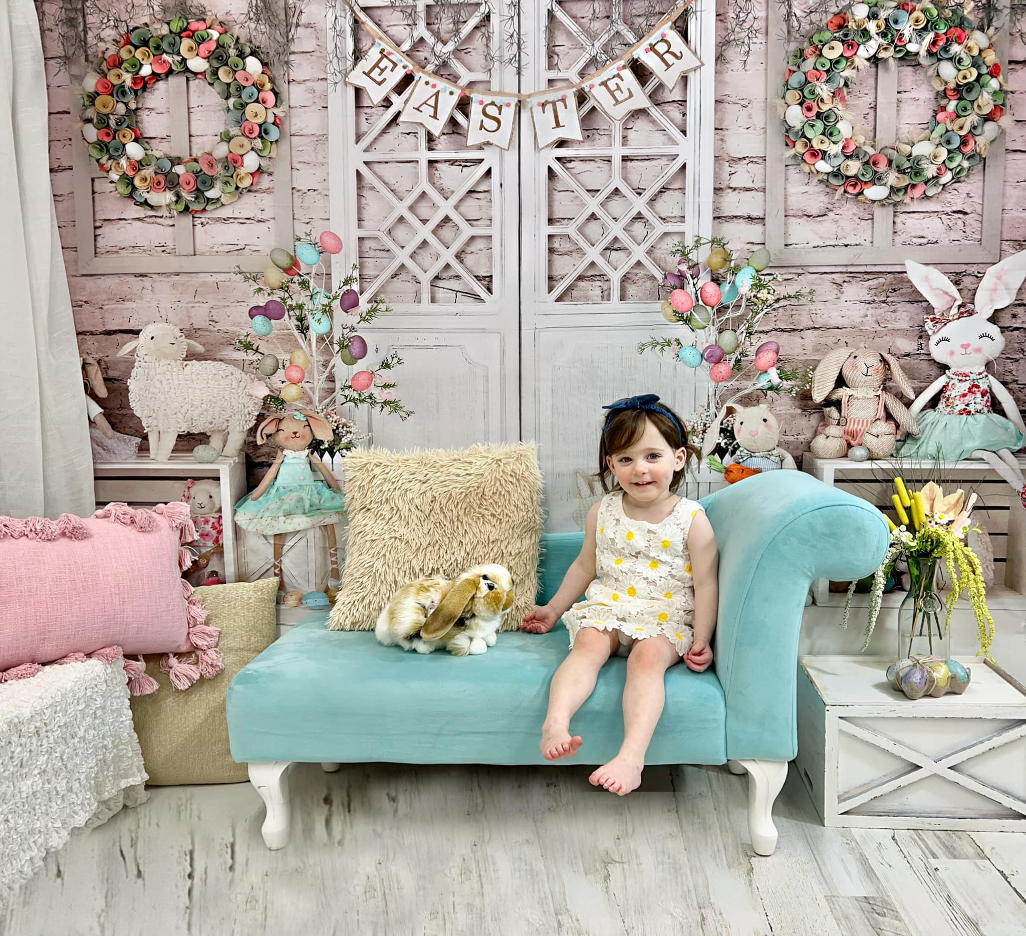 Kate Barn Door Colorful Egg Easter Backdrop for Photography - Image 4