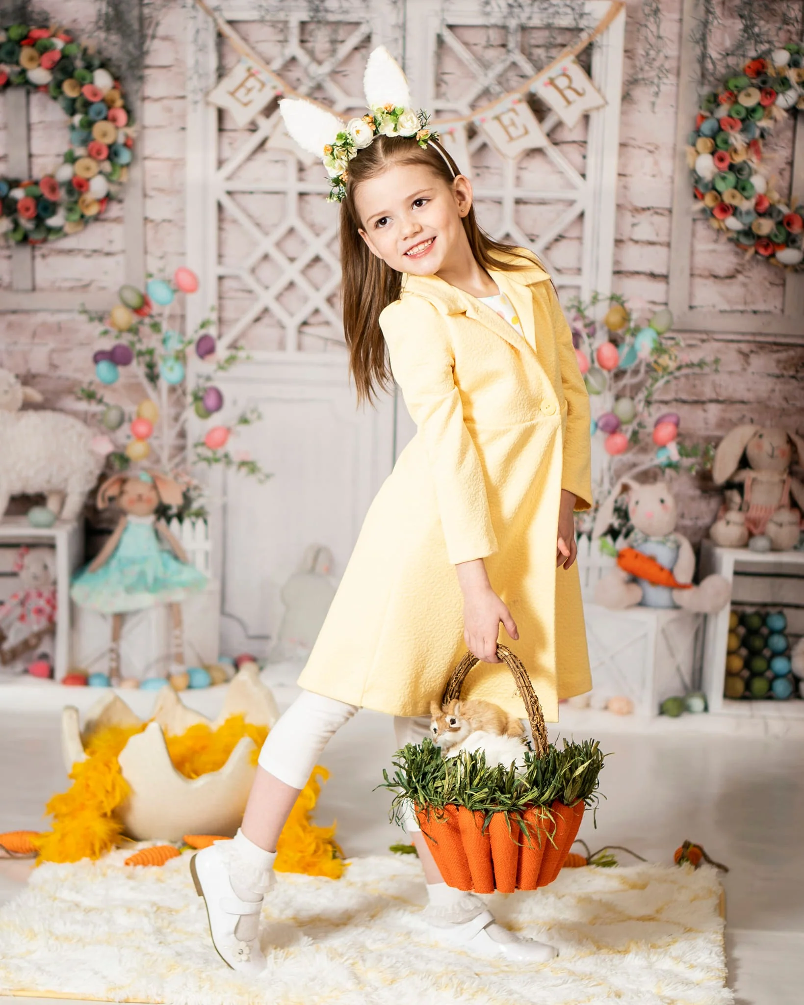 Kate Barn Door Colorful Egg Easter Backdrop for Photography - Image 8