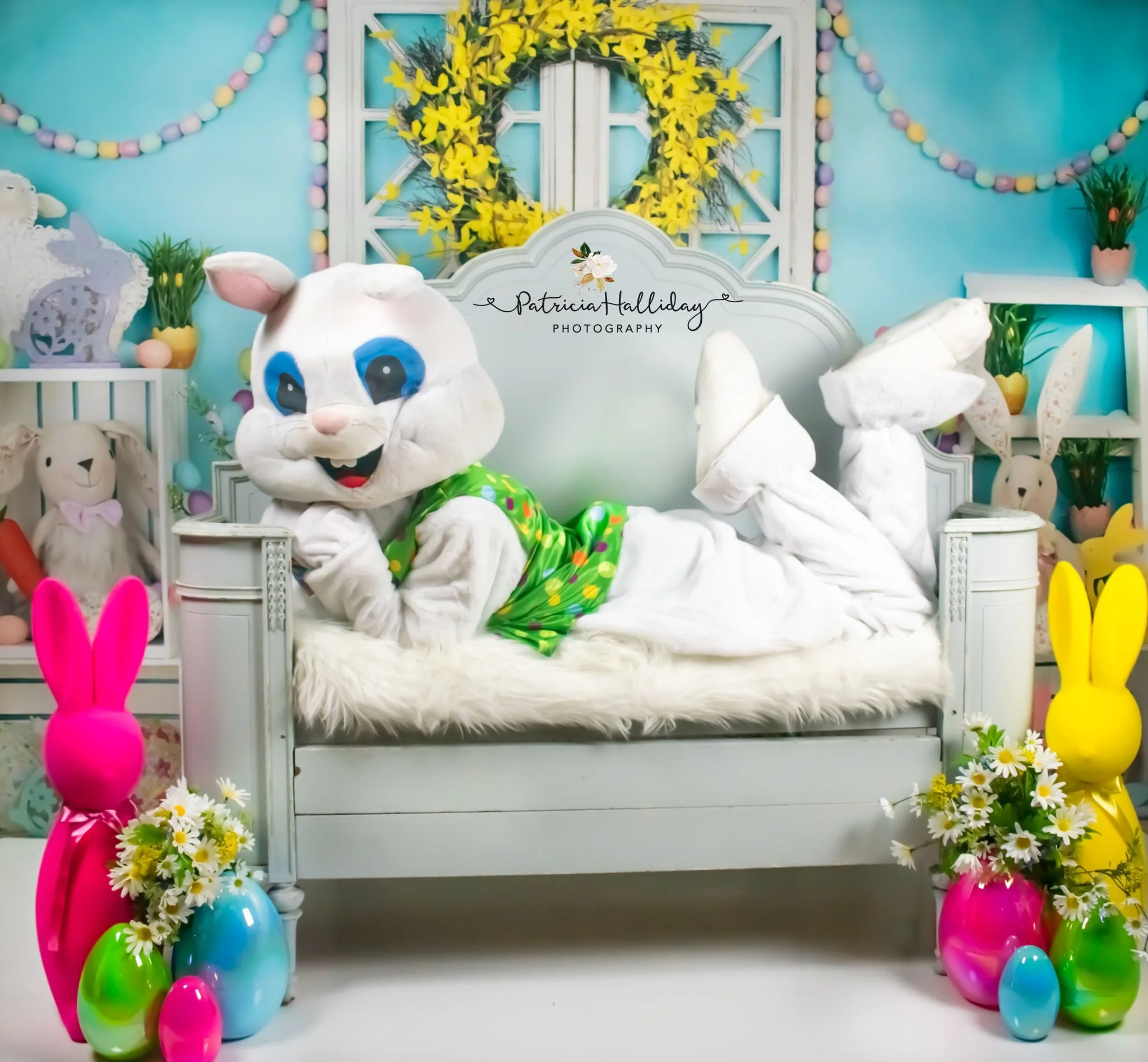 Kate Barn Door Easter Colorful Egg Cake Smash Backdrop for Photography - Image 3