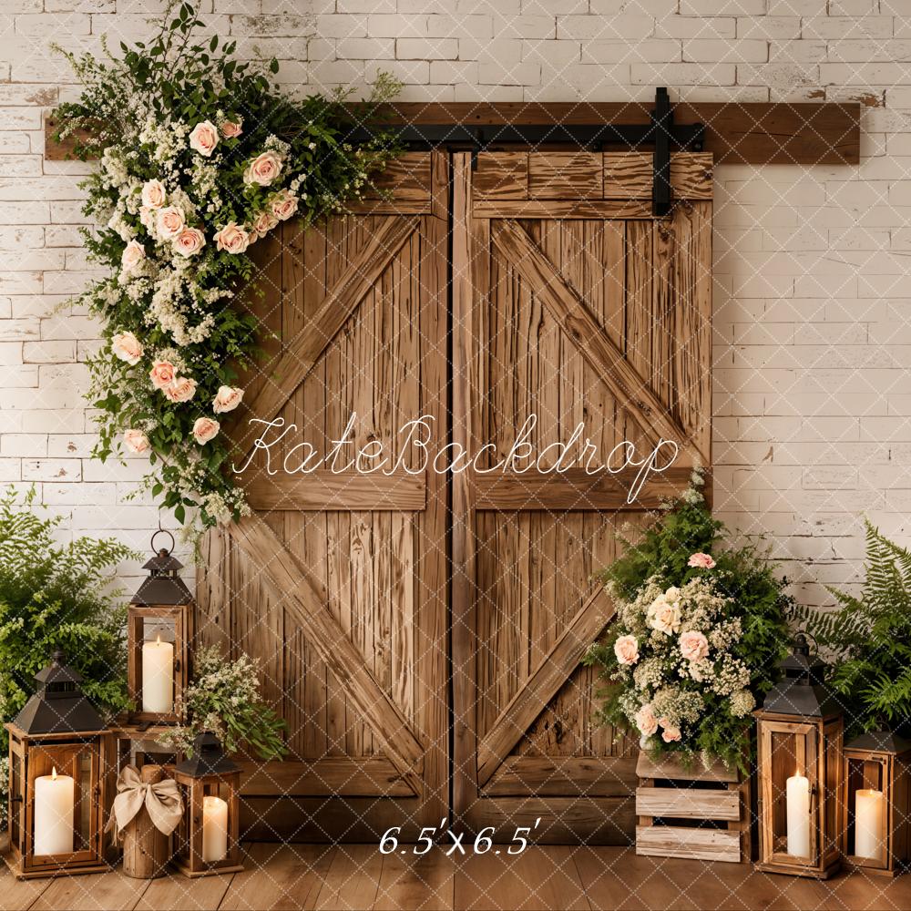 Kate Spring Barn Door Lanterns Rustic Backdrop Designed by Emetselch - Image 2