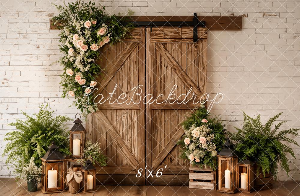Kate Spring Barn Door Lanterns Rustic Backdrop Designed by Emetselch - Image 3