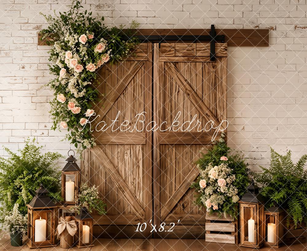 Kate Spring Barn Door Lanterns Rustic Backdrop Designed by Emetselch - Image 6