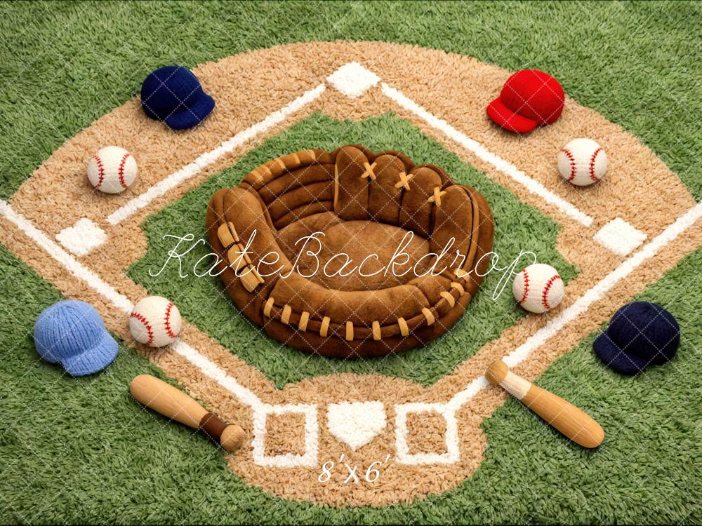 Kate Baseball Field Glove Bats Hats Backdrop Designed by Mini MakeBelieve - Image 3