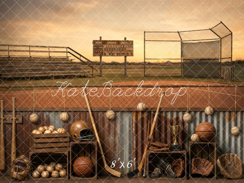 Kate Baseball Field Sports Sunset Backdrop Designed by Emetselch - Image 3