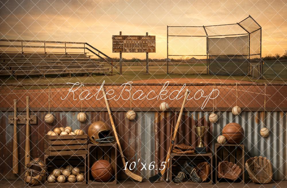 Kate Baseball Field Sports Sunset Backdrop Designed by Emetselch - Image 4
