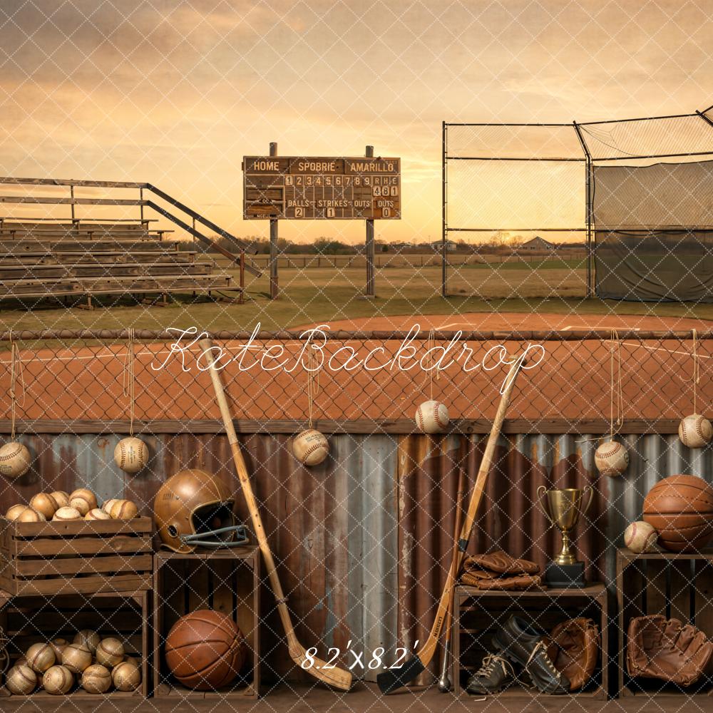 Kate Baseball Field Sports Sunset Backdrop Designed by Emetselch - Image 5