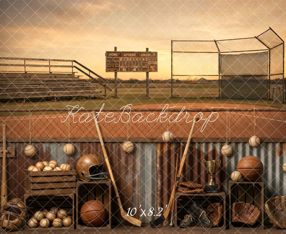 Kate Baseball Field Sports Sunset Backdrop Designed by Emetselch - Image 6